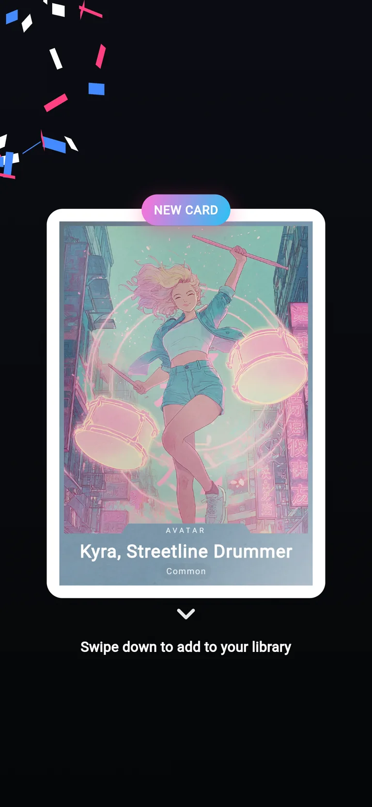A new card revealed from a booster in the ME & The Robots Collector app